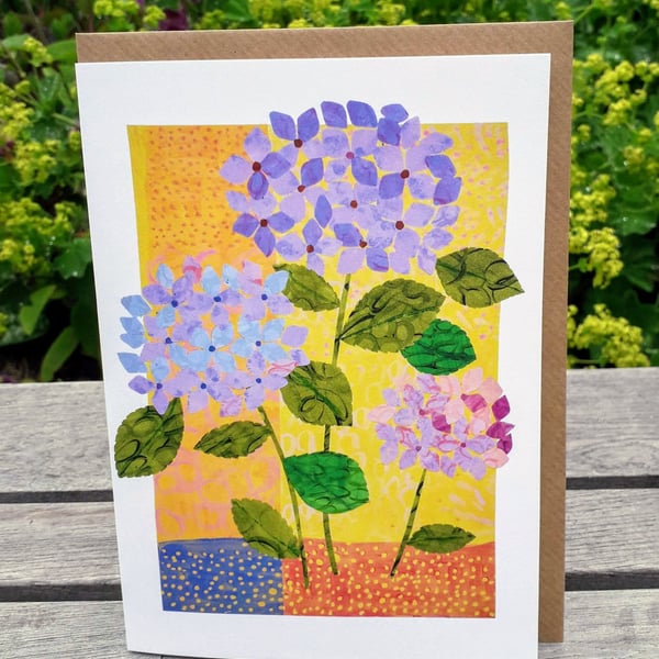Floral greetings card, Hydrangea blank inside