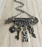 Upcycled vintage key - filigree heart and mini key statement necklace 