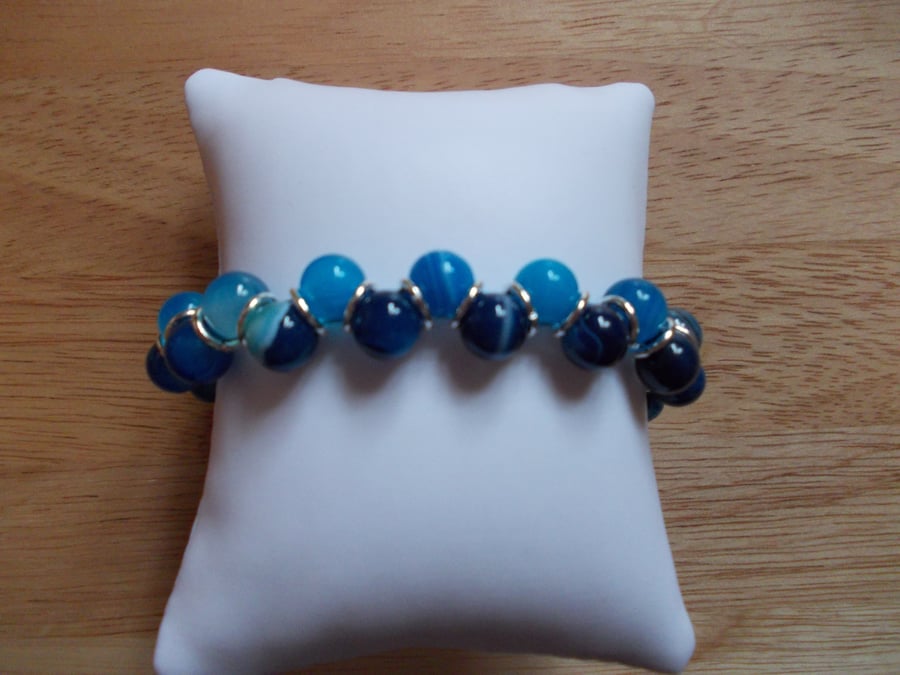 Blue banded agate goddess style bracelet