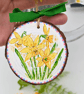 Daffodil hand-painted Log slice decoration 