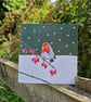Robin in Snowy Scene, Christmas card, Winter birthday, red berries, frosty, snow - Image 1