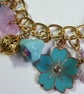 Turquoise & Lilac Flower Charm Bracelet - Image 3