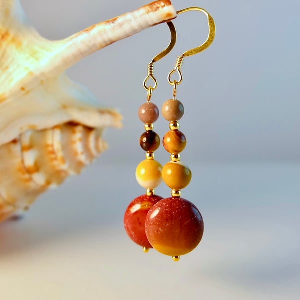 Mookaite Earrings On Gold Vermeil - Handmade In Devon