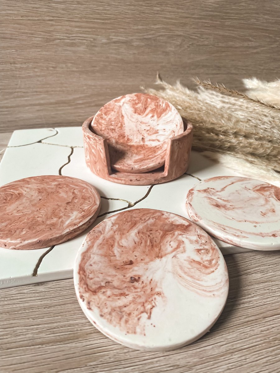 Marbe Quartz coaster set round coasters housewarming gift