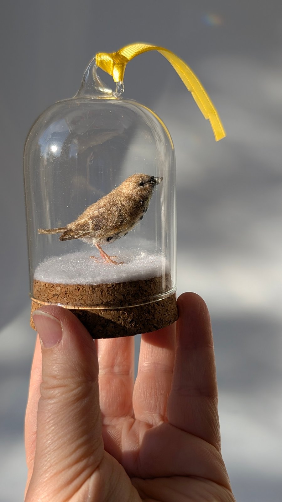 Tiny wool Christmas Song Thrush hanging tree decoration