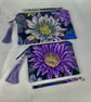 Floral zip clutch bag, Detachable wrist strap, 2 size options, Handmade - Image 3