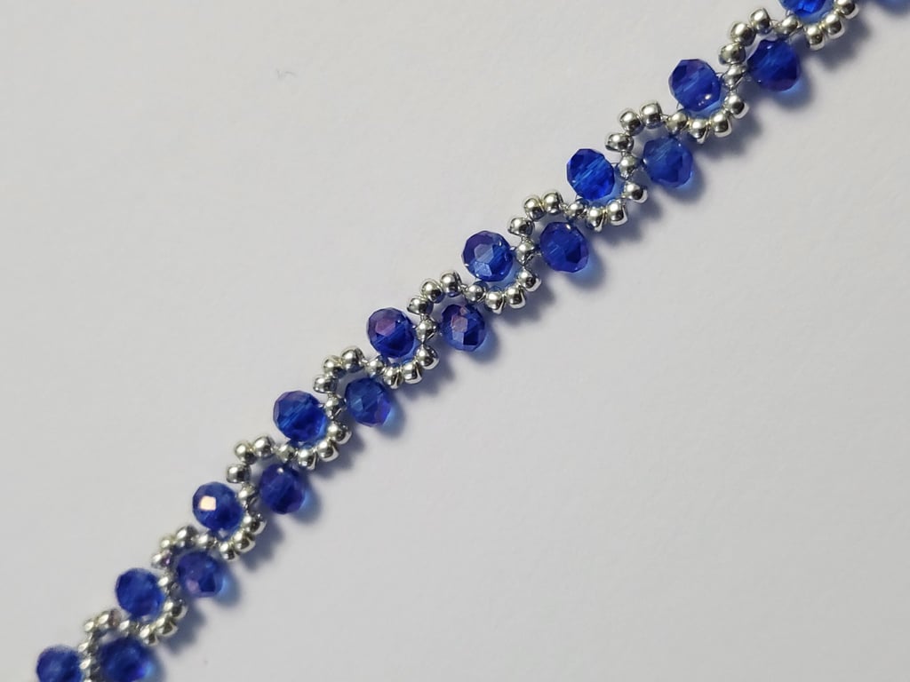 Sapphire Blue Crystal Bracelet - Miyuki Beads, Handmade Jewellery
