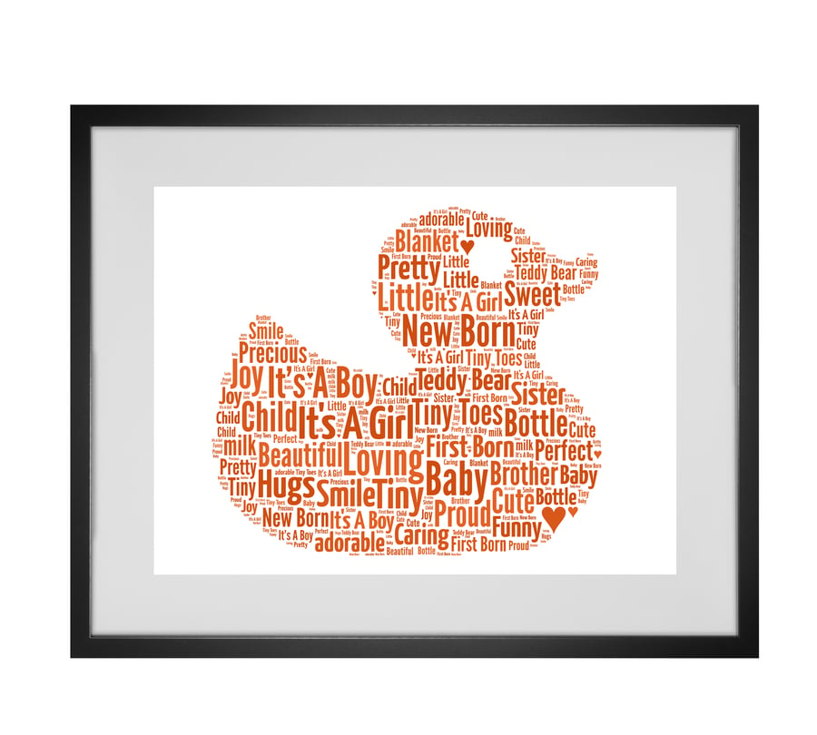 Personalised New Baby Rubber Duck Word Art