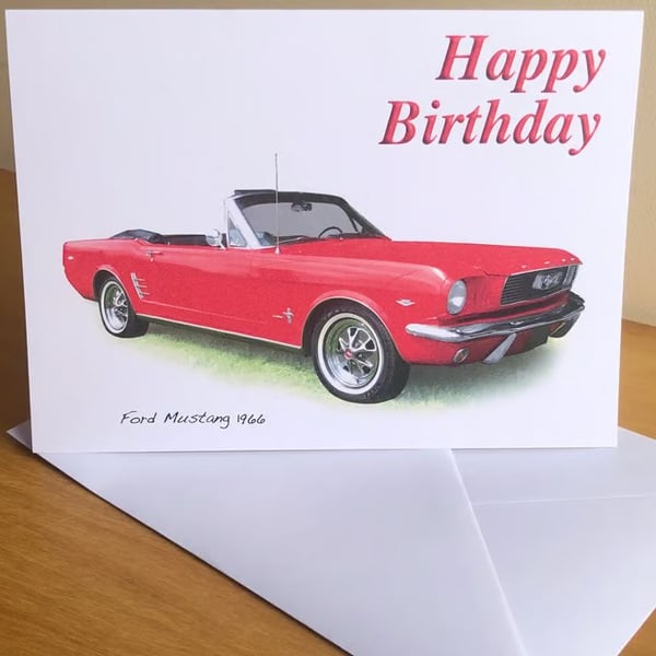 Ford Mustang Convertible 1966 - Birthday, Anniversary, Thanksgiving, Plain Card