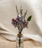  Miniature bouquet of felted flowers in glass bottle vase (white)