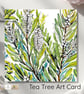 Tea Tree - Art Card - Square - Blank - Original Watercolour Design - Envelope - Image 8
