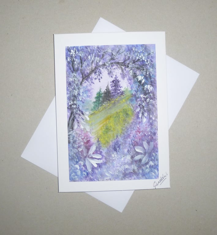 hand painted fantasy blank greetings card ( rerf FA 350 A2 )