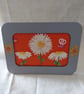 Hand embroidered flowers small picture upcycled painted frame 