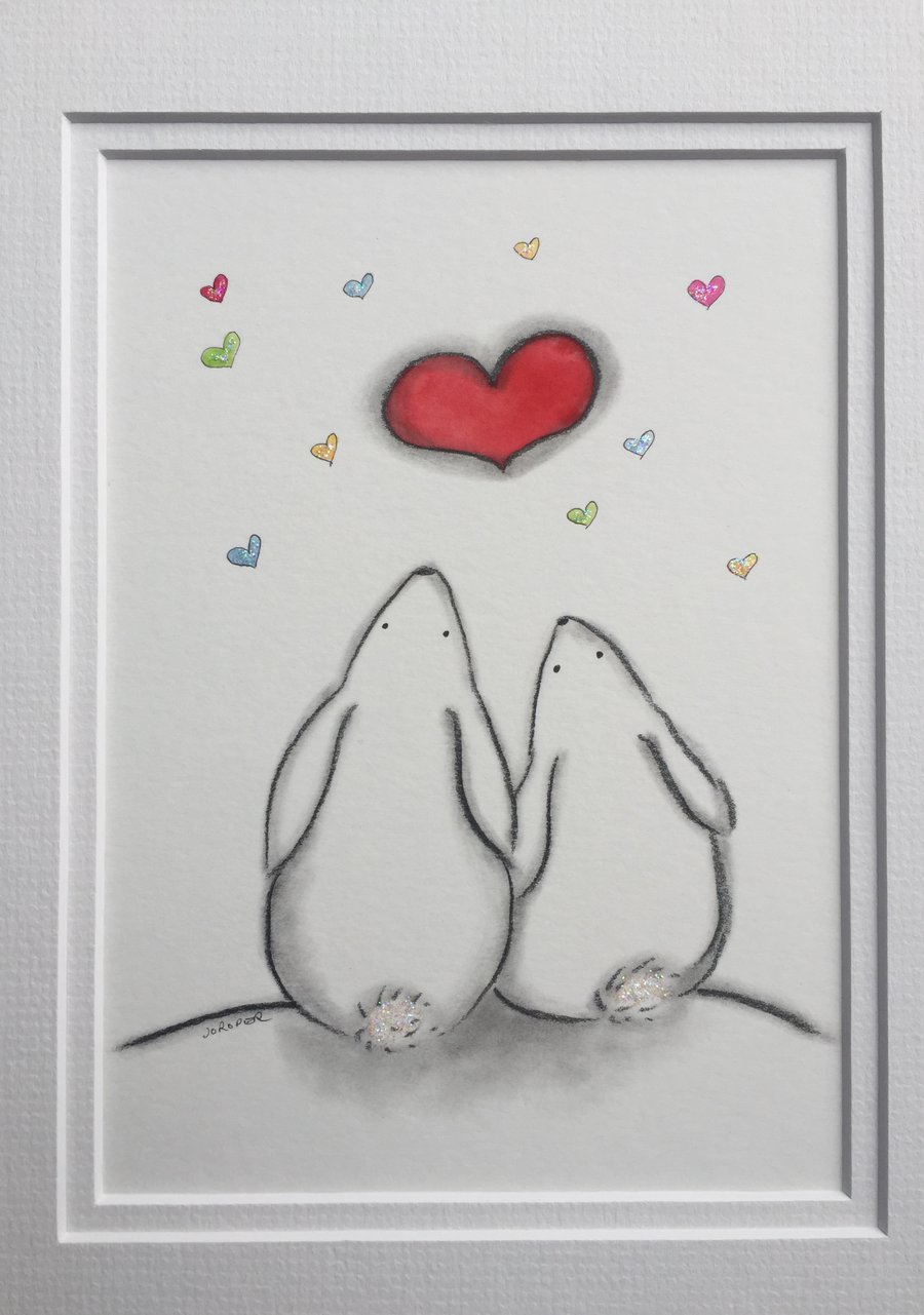 Original Painting Bunny love Jo Roper