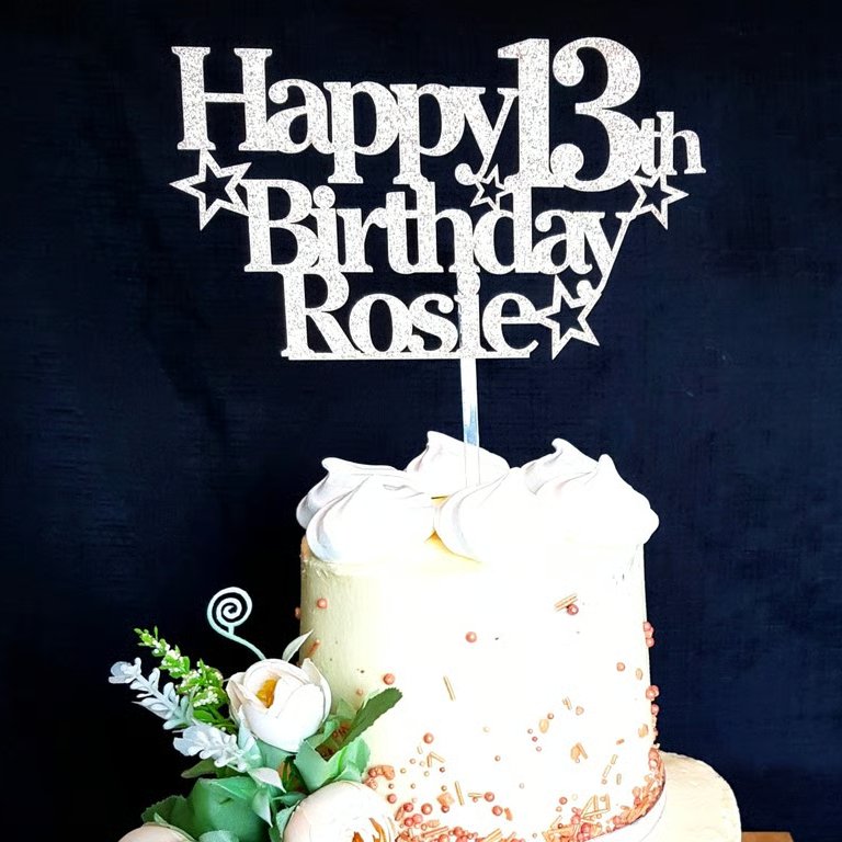 Happy Birthday Cake Topper, Custom Name and Age Cake Topper, 13th Cake Topper