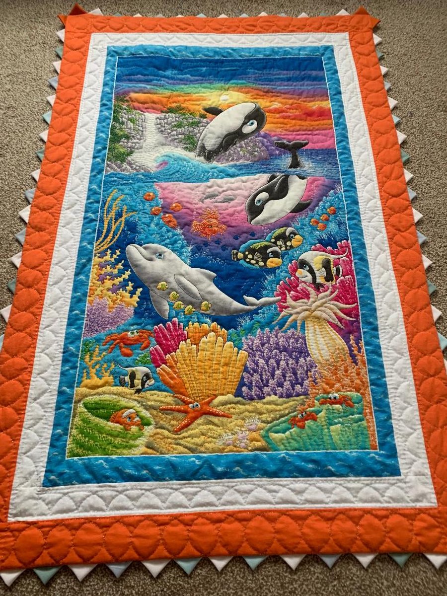 Sealife hand quilted quilt
