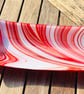 Red swirl glass dish - fused glass art dish- seconds sunday