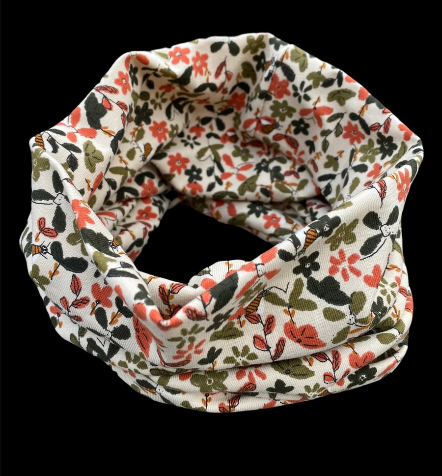Floral Snood Neck Warmer with Bees - Medium Adult only available
