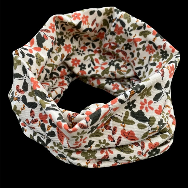 Floral Snood Neck Warmer with Bees - Medium Adult only available