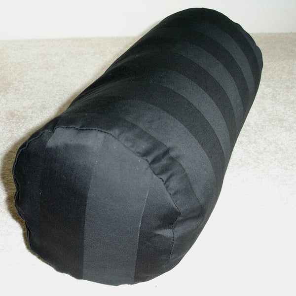 Bolster Pillow Cover 6x16 Black Stripes Cotton Sateen Round Cylinder Neck Roll