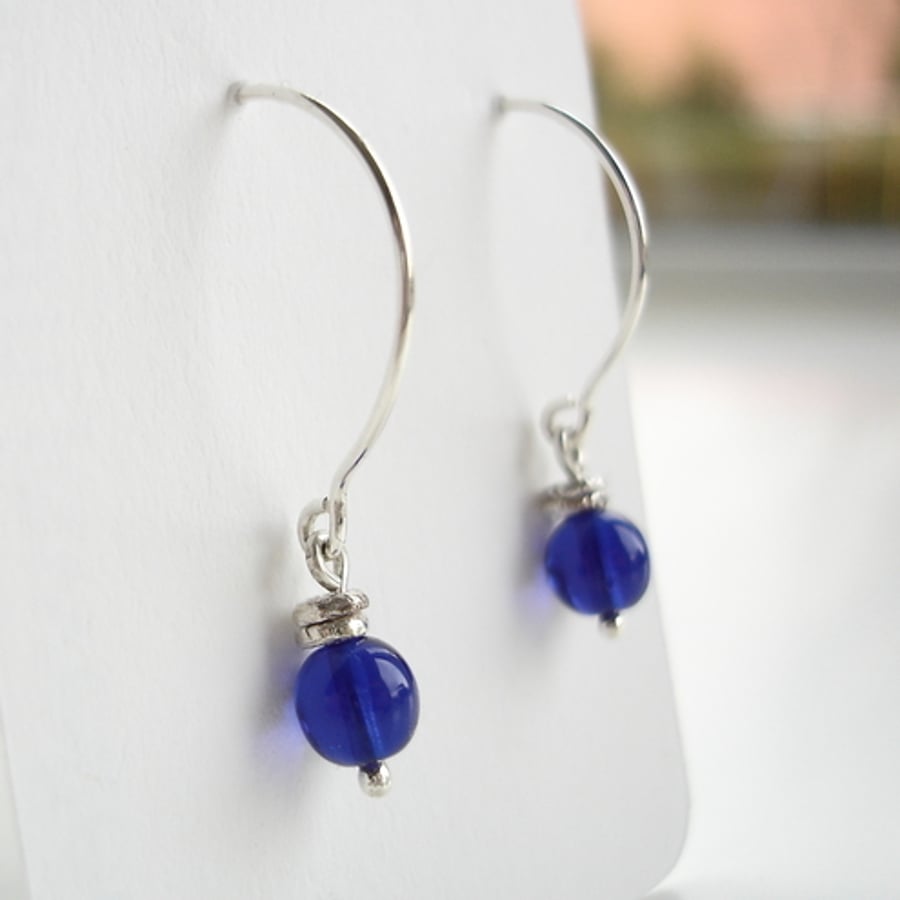 Silver Blue Drop Earrings  