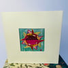 Hand embroidered ‘Sunburst’ motif keepsake card