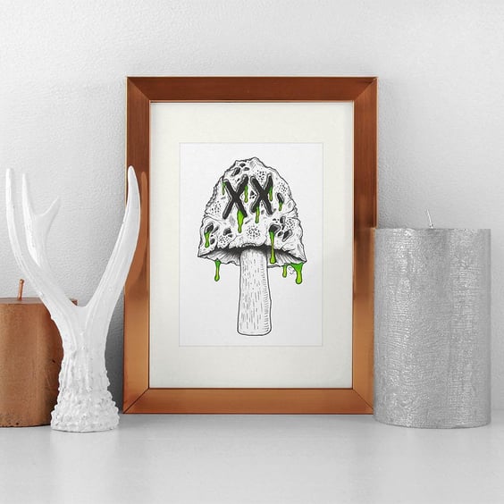 A5 Colour Print - Handrawn Illustration of the Toxic Mushroom.