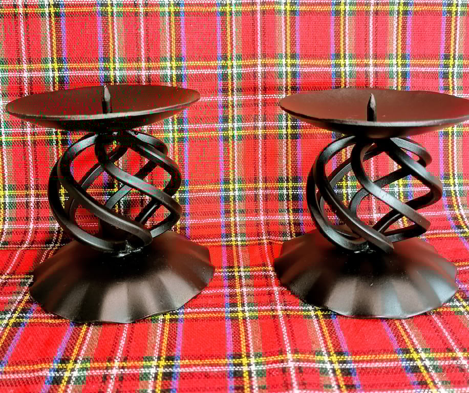Pair of small Jacobite style basket candlesticks