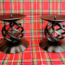 Pair of small Jacobite style basket candlesticks