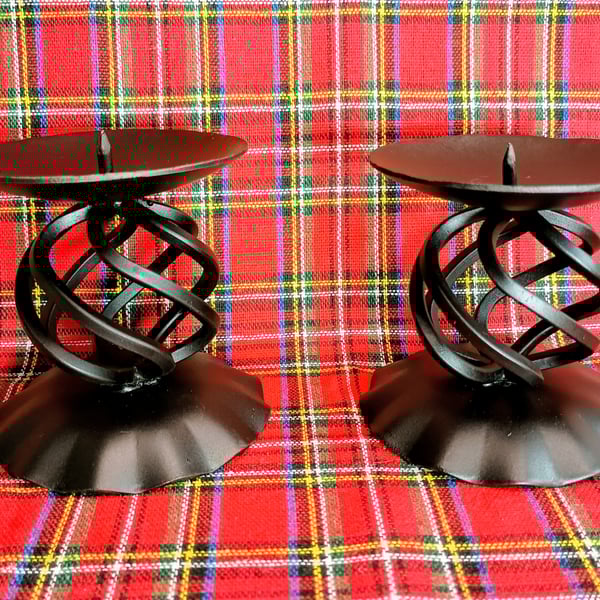 Pair of small Jacobite style basket candlesticks