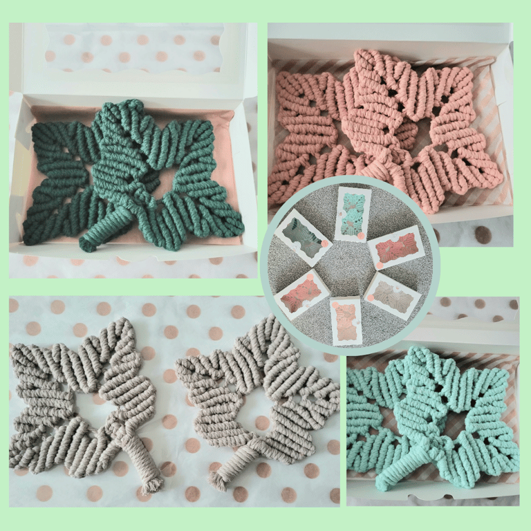 Handmade Macrame Maple Leaf coaster set of 2