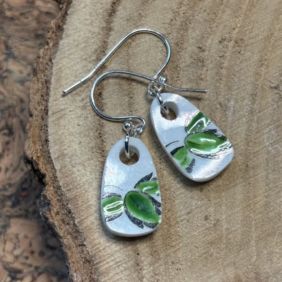 Handmade Earrings, Unique Earrings, Vintage, Eco Friendly Ceramic Earrings