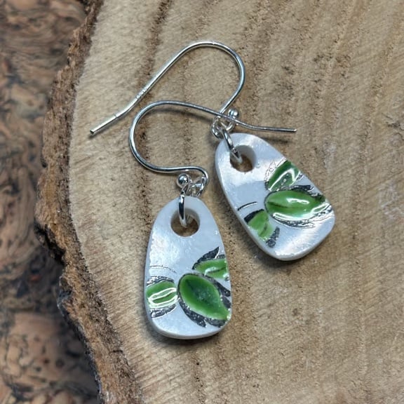 Handmade Earrings, Unique Earrings, Vintage, Eco Friendly Ceramic Earrings