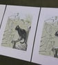 Cat and Catkins - linoprint - Image 3