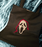 Punch Needle Black Cotton Scream Ghostface Tote Bag