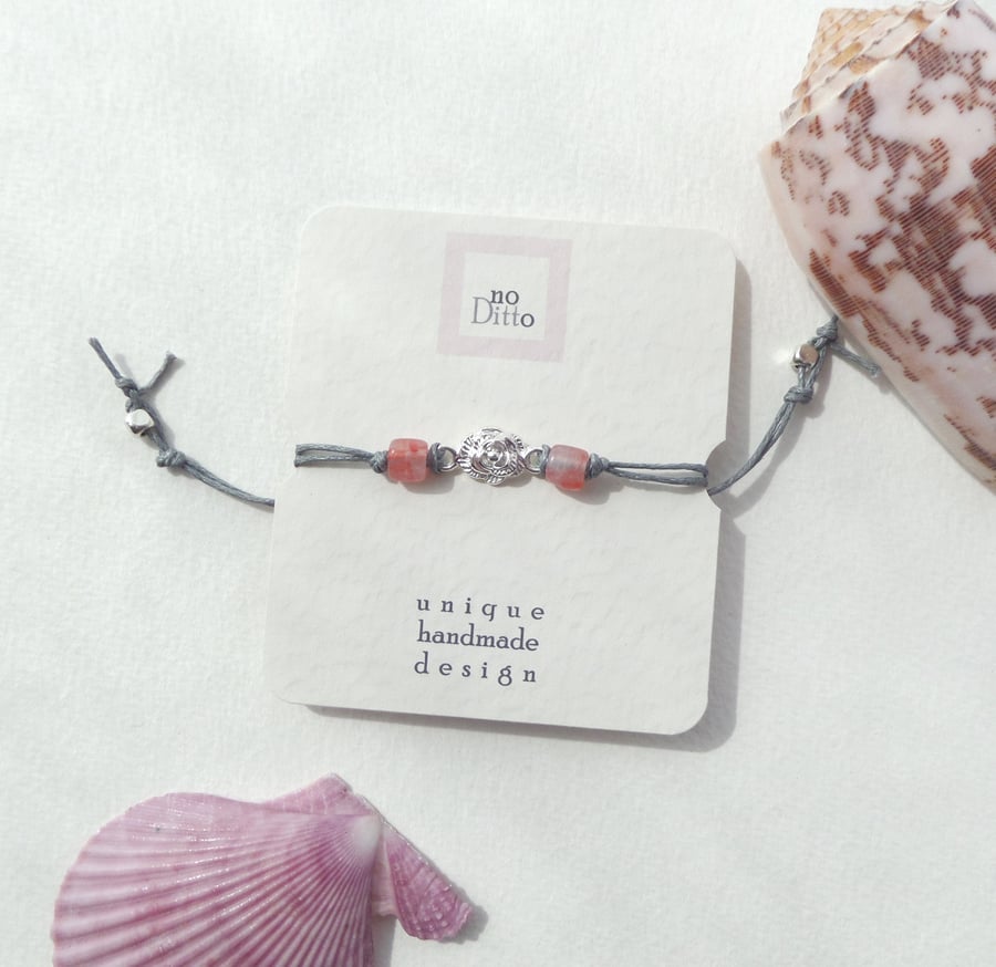 Silver Flower Adjustable Bracelet, Mother's Day Gift