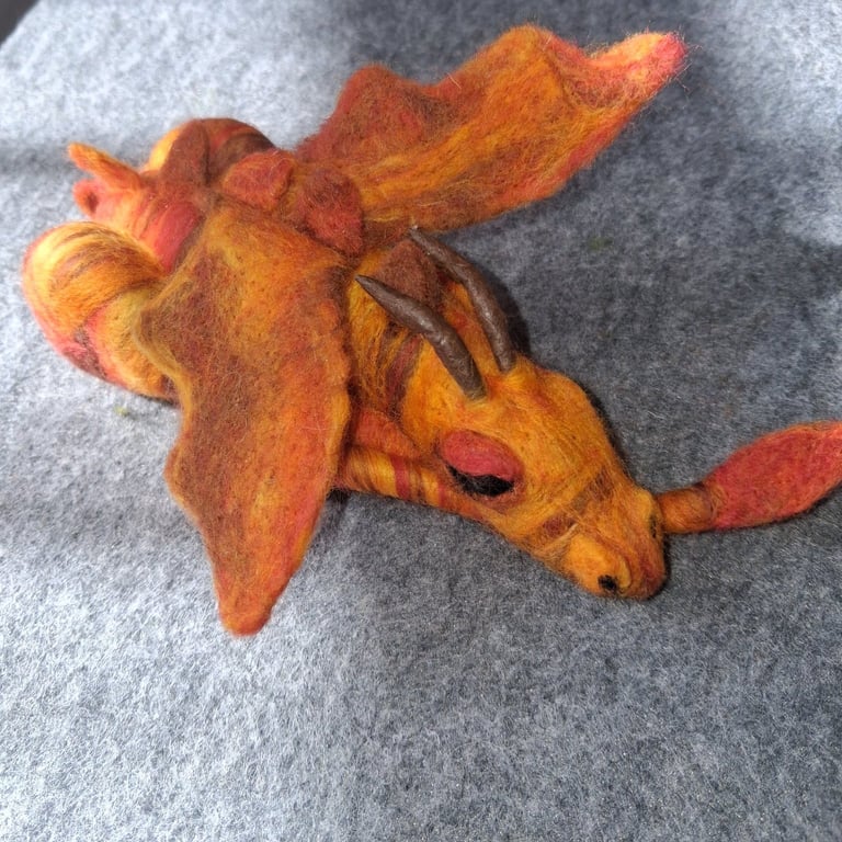 needle felted dragon hair clip 