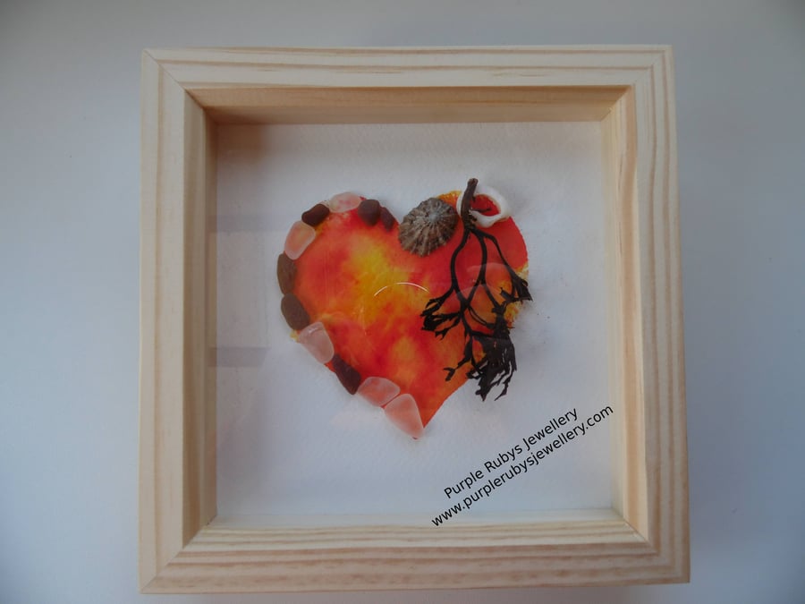 Sunset Tie Die Heart of Cornwall Sea Glass, Sea Shell, Sea Weed Picture P183