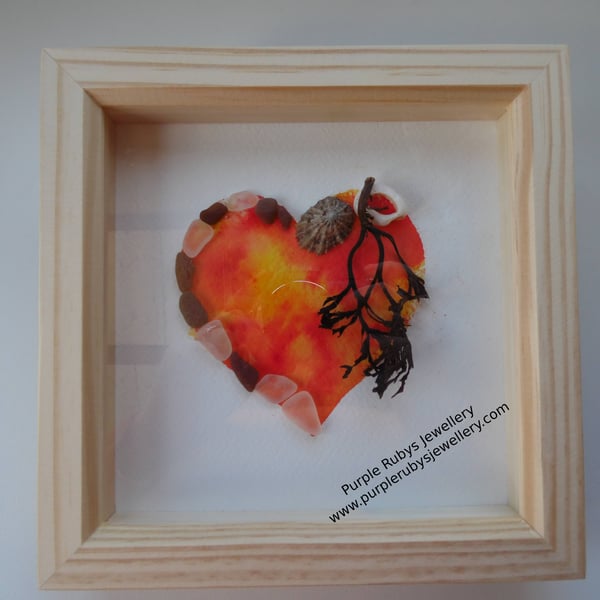 Sunset Tie Die Heart of Cornwall Sea Glass, Sea Shell, Sea Weed Picture P183