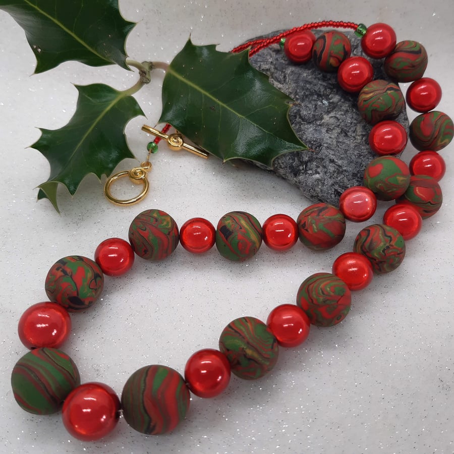 Longer length polymer clay necklace