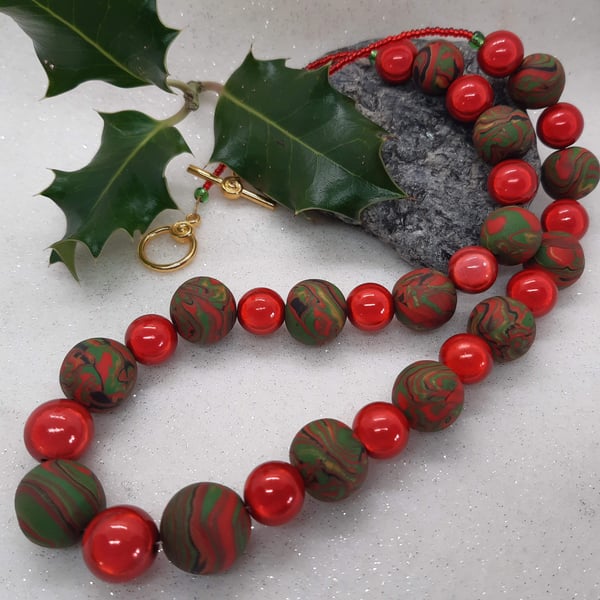 Longer length polymer clay necklace