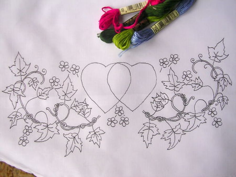Ready to Embroider, Pillow Cases, with Unique, Embroidery Design, Pattern