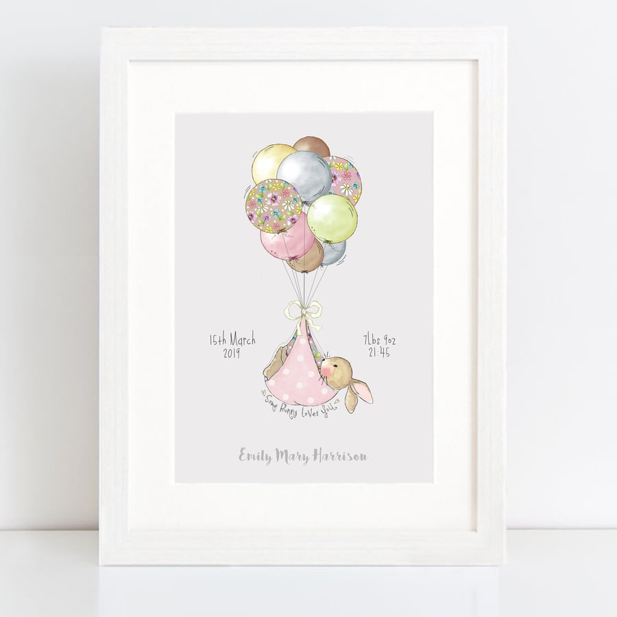 New baby "Special delivery" - personalised nursery art print - pink