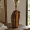 Tall Angular Wood Vase & Dried Flowers