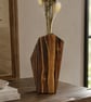 Tall Angular Wood Vase & Dried Flowers