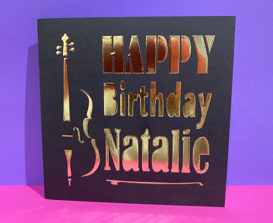 Personalised Cello or violin Birthday Card