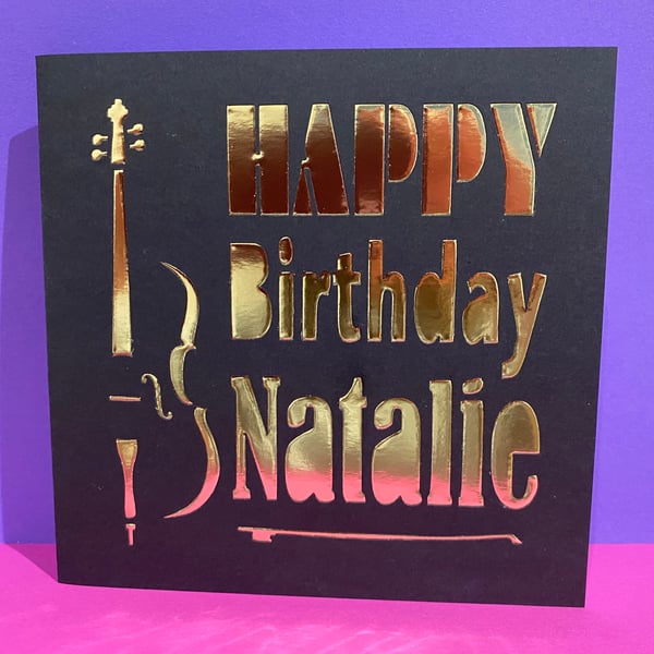 Personalised Cello or violin Birthday Card