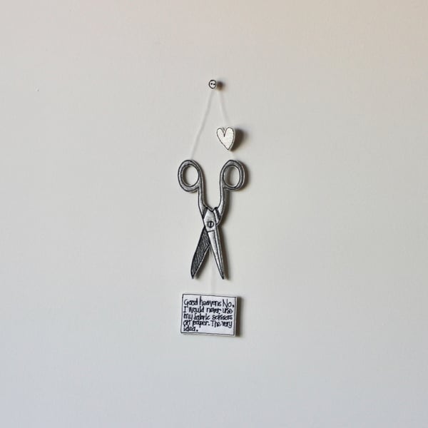 'Good Heavens No' - Scissors - Hanging Decoration