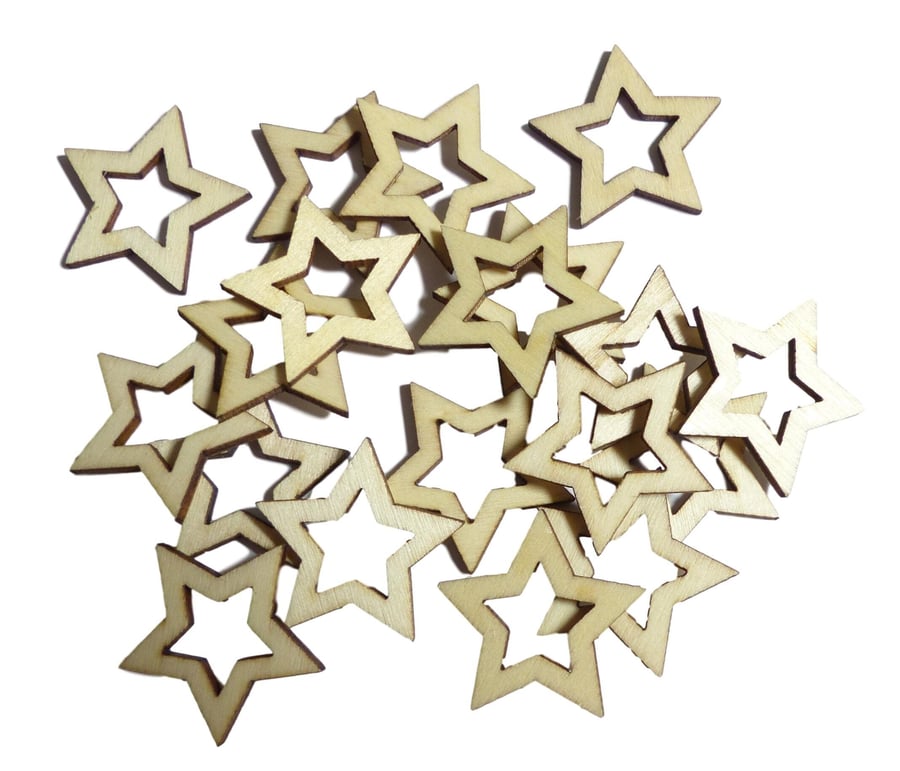 50pcs Rustic Wooden Star Shapes Wood Craft Embellishments for Crafting Decoratio