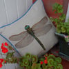  Dragonfly print square linen cushion pillow.